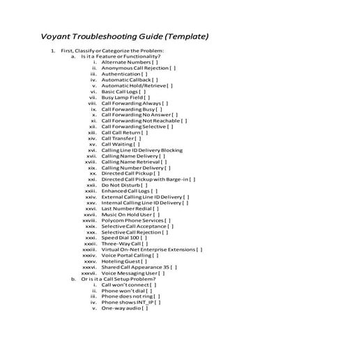 Voyant Troubleshooting Guide (template)