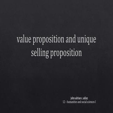 Value Proposition and Unique Selling Proposition Intro