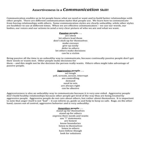Assertiveness is a Communication Skill!