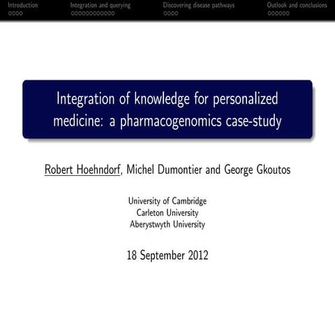 Integration of knowledge for personalized medicine: a pharmacogenomics case-s...