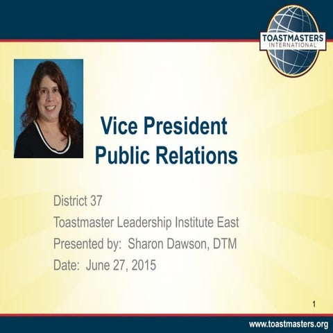 Toastmasters Vice President Public Relations Training