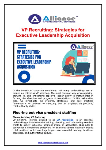 VP Recruiting - Strategies for Executive Talent Acquisition | PDF