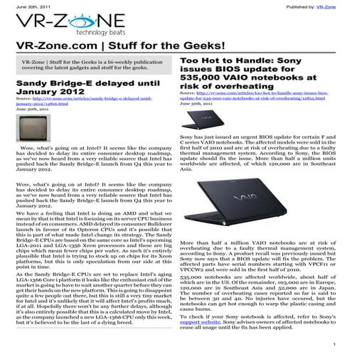VR-Zone Tech News for the Geeks Jul 2011 Issue