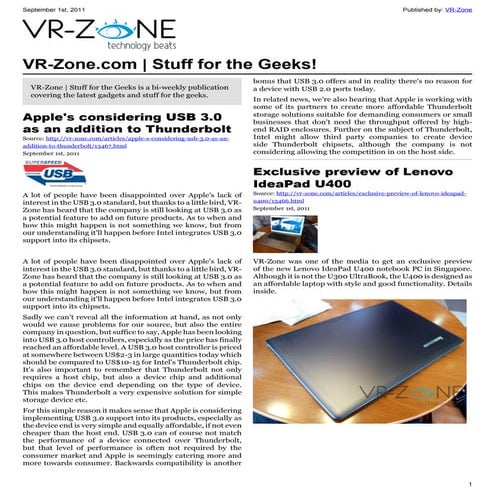 VR-Zone Tech News for the Geeks Sep 2011 Issue
