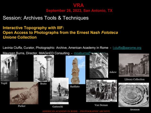 Interactive Topography with IIIF: Open Access to Photographs from the Ernest Nash Fototeca Unione Collection