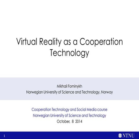 VR as cooperation technology lecture