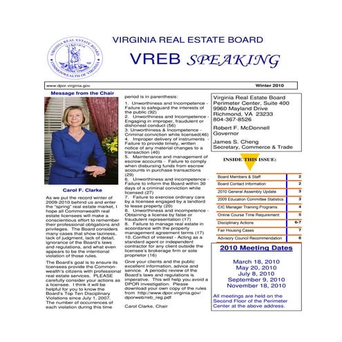 Virginia Real Estate Board - Winter Newsletter