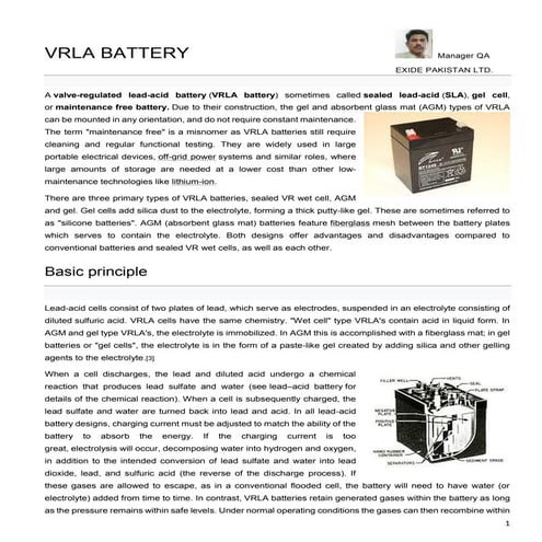 Vrla battery