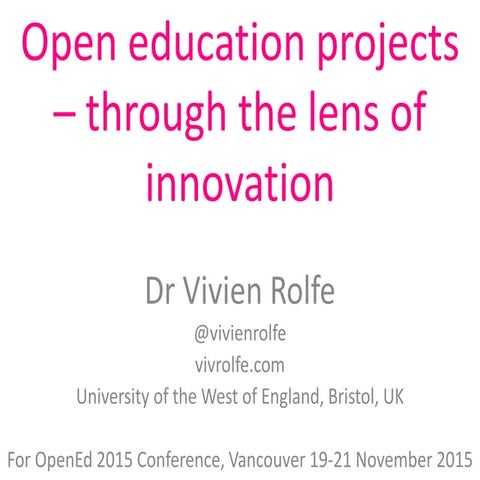 V Rolfe - open education and innovation