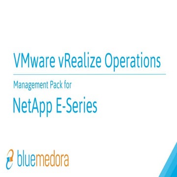 Blue Medora - VMware vROps Management Pack for NetApp E-Series