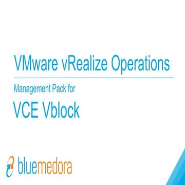 Blue Medora - VMware vROps Management Pack for VCE Vblock Overview