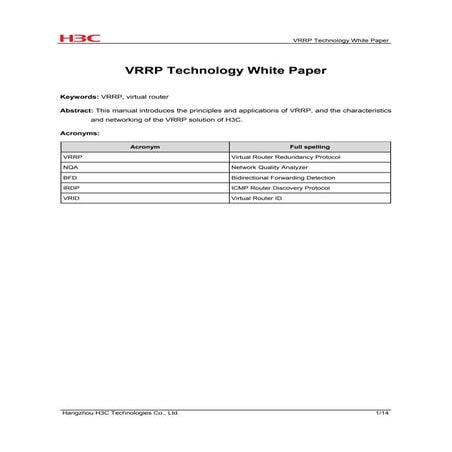 Vrrp technology white paper