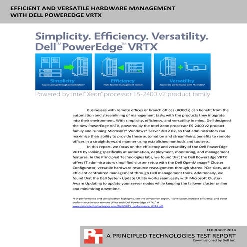 Efficient and versatile hardware management with Dell PowerEdge VRTX