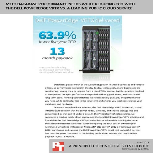Meet database performance needs while reducing TCO with the Dell PowerEdge VR...
