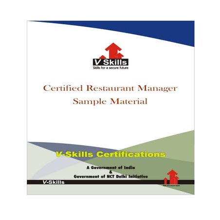 Vskills certified restaurant manager sample material
