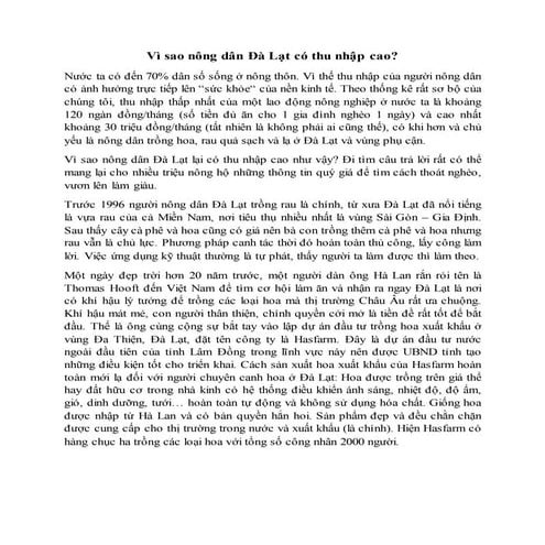 Vì sao nông dân Đà Lạt co thu nhập cao