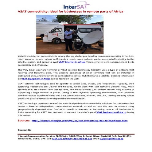 VSAT connectivity: Ideal for businesses in remote parts of Africa 