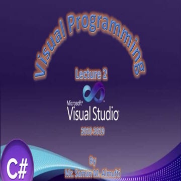 Vs c# lecture2 | PPT