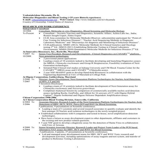 V Shyamala Resume