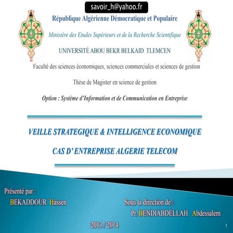 veille strategique et intelligence economique cas d'entreprise Algerie Telecom