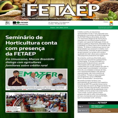 Jornal da FETAEP edição 158 - Maio de 2018