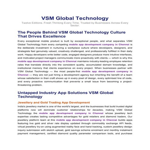 VSM Global Technology: Innovative Mobile App Solutions Across ...