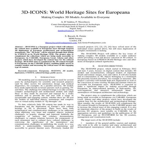 3D-ICONS: World Heritage Sites for Europeana Making Complex 3D Models Availab...