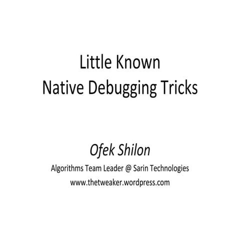 Little Known VC++ Debugging Tricks