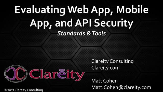 Evaluating Web App, Mobile App, and API Security - Matt Cohen