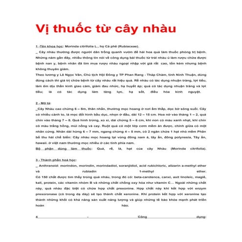 Vị thuốc từ cây nhàu