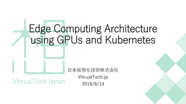 Edge Computing Architecture using GPUs and Kubernetes