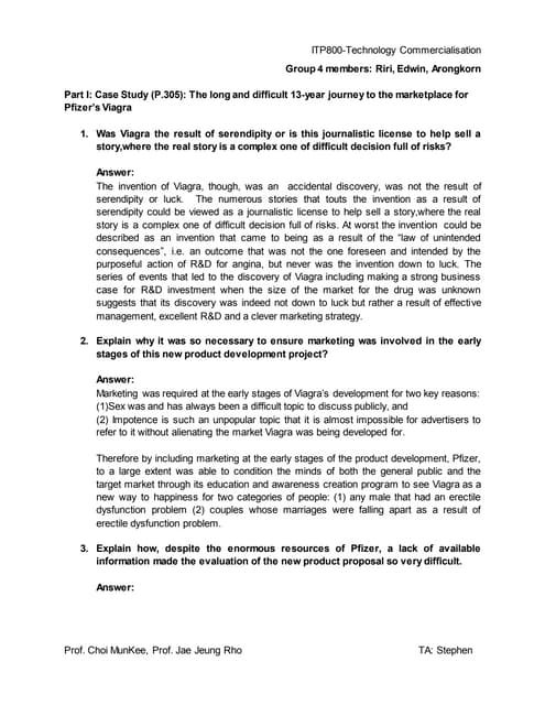 Innovation Management & New Product Development : Viagra Case Study Chapter 8