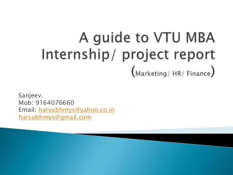 Vtu mba internship project report