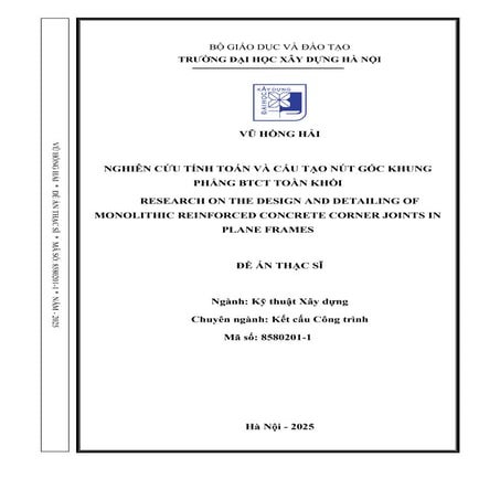 NGHIÊN CỨU TÍNH TOÁN VÀ CẤU TẠO NÚT GÓC KHUNG PHẲNG BTCT TOÀN KHỐI | PDF