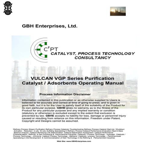 VULCAN VGP Series Purification Catalyst / Absorbents Operating Manual