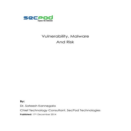 Vulnerability Malware And Risk