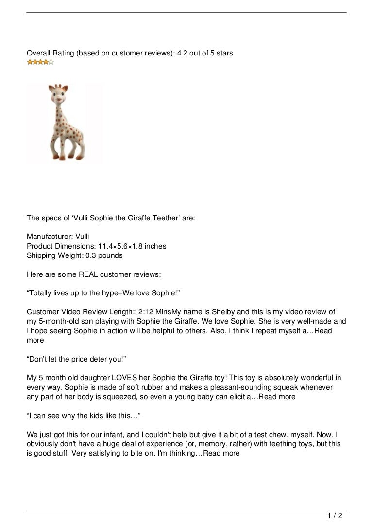 sophie the giraffe reviews