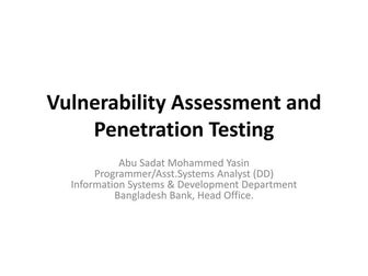Vulnerability assessment and penetration testing