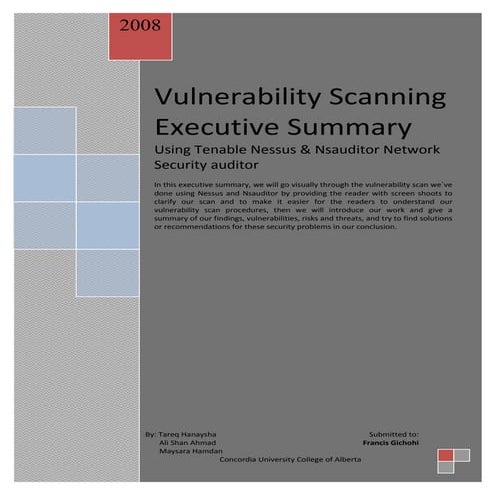 Vulnerability scanning report by Tareq Hanaysha | PDF