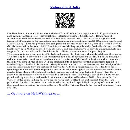Vulnerable Adults