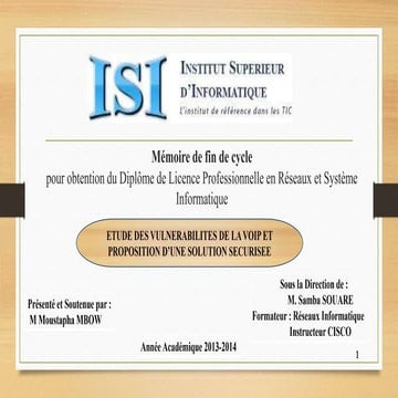 Vulnérabilités de vo ip et sécurisation