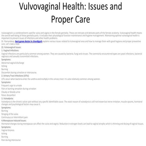 Vulvovaginal Health Issues and Proper Care.pptx