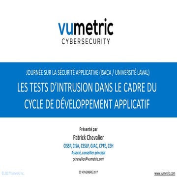 Test d’intrusion dans le cadre du cycle de développement (Vumetric)