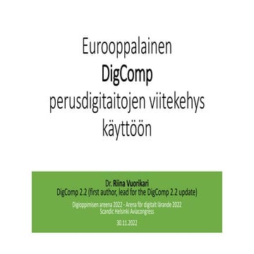 Eurooppalainen DigComp perusdigitaitojen viitekehys käyttöön