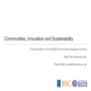 Innovation, community, sustainability