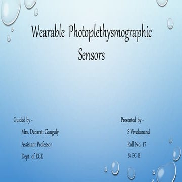 Wearable photoplethysmographic Sensors