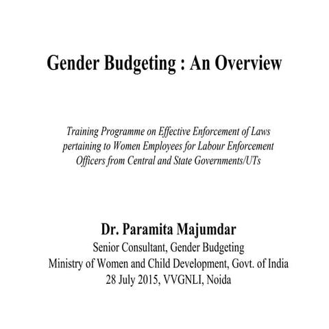 Gender Budgeting for Labour Enforcement Officers