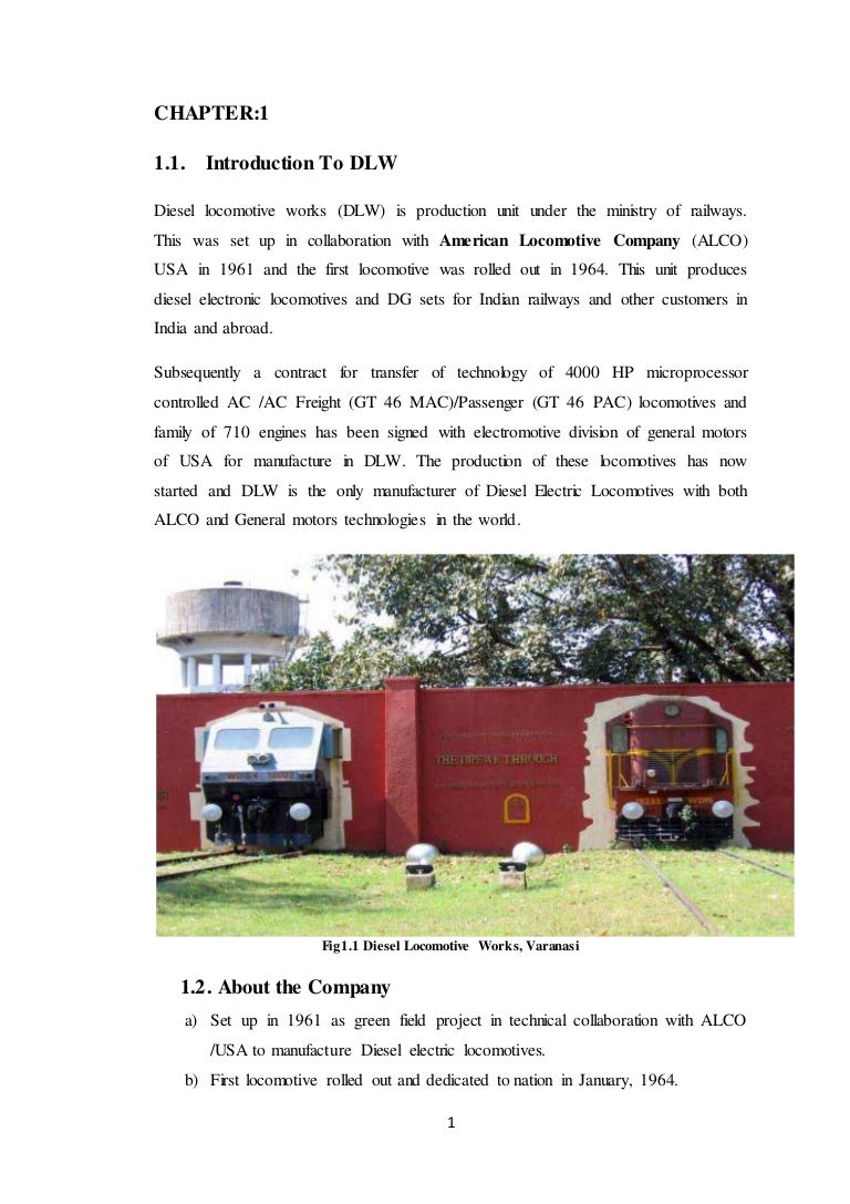 Summer Training Report,DIESEL WORKS,VARANASI(DLW)