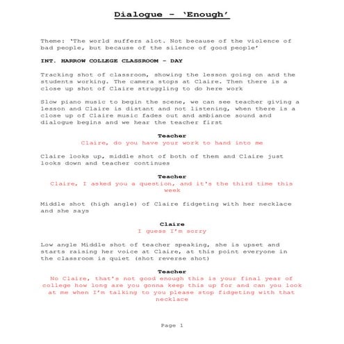 Script with dialogue
