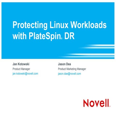 Protecting Linux Workloads with PlateSpin Disaster Recovery